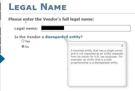 Legal Name tab