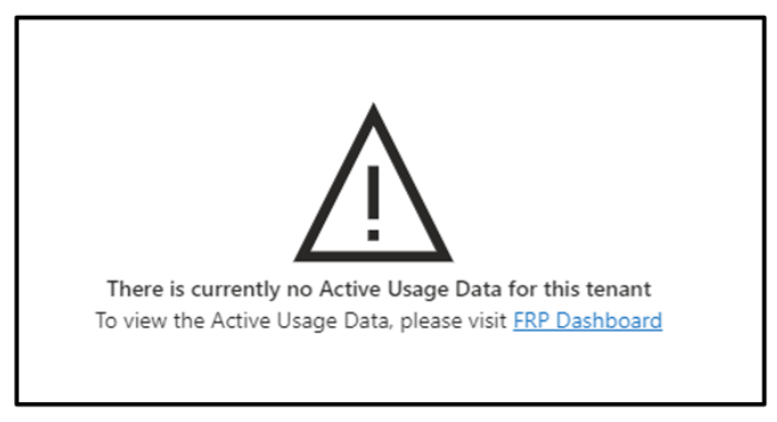 No Active Usage Data for a tenant warning